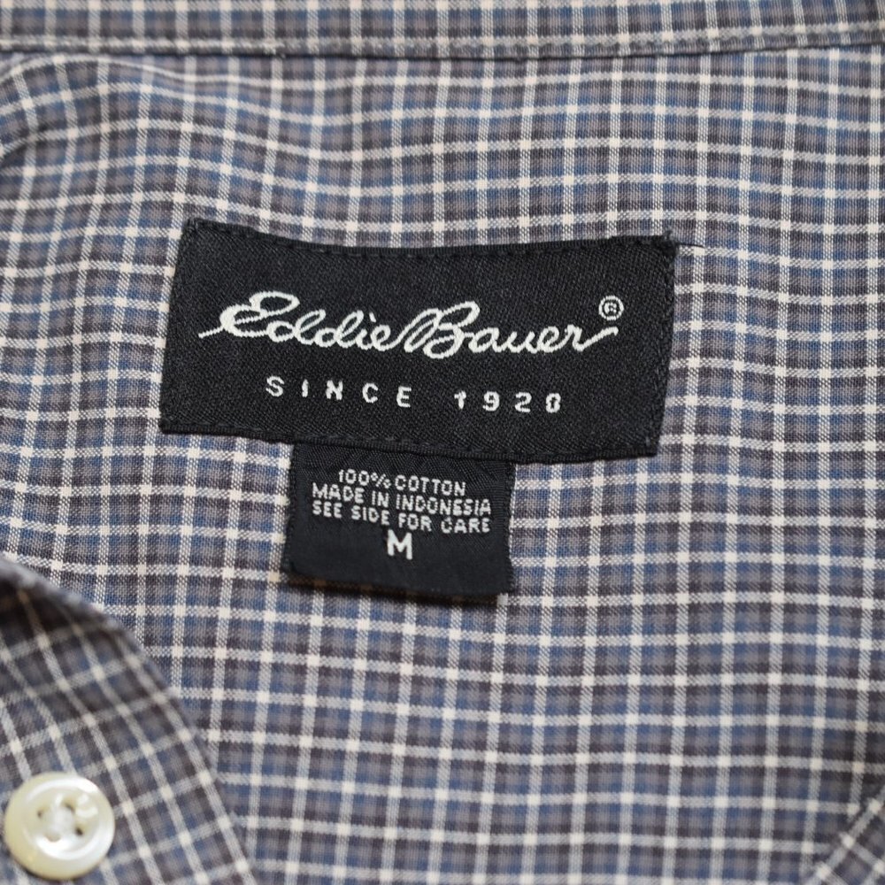 Eddie Bauer Mens Sz M 100% Baumwolle Cotton Plaid Button Down Shirt Office Work - Picture 9 of 16